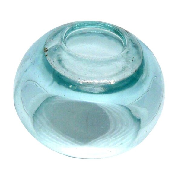 Vintage Round Aqua Blue Glass Bowl Candle Holder Collectable Decor - Picture 3 of 4